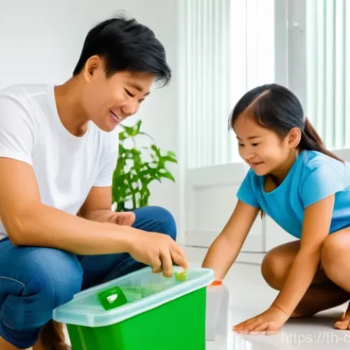 Home 20 자원 큐레이션과 지속 가능성의 관계 - **Sustainable Living: Everyday Actions for a Greener Home**
"A vibrant and hopeful scene depicti...