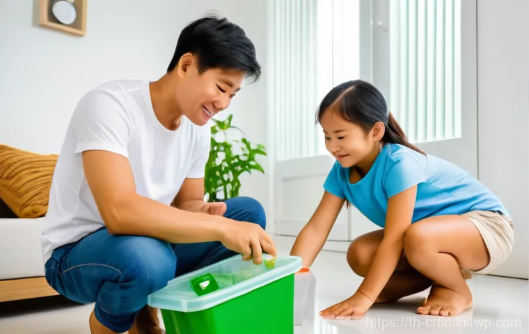 자원 큐레이션과 지속 가능성의 관계 - **Sustainable Living: Everyday Actions for a Greener Home**
    "A vibrant and hopeful scene depicti...