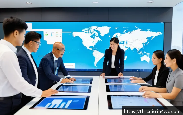 자원 큐레이션 시스템의 극복해야 할 문제점 - A modern digital collaboration hub showing diverse professionals from government, private sector, an...