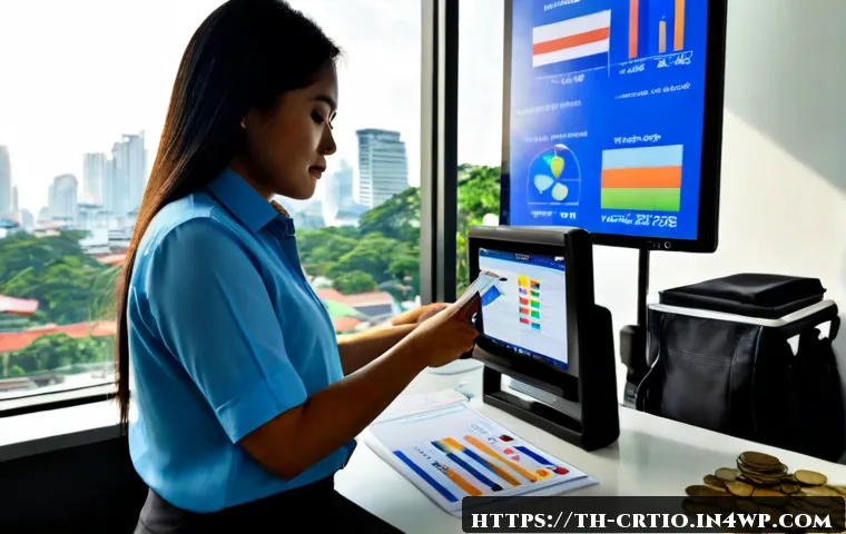 Home 15 자원 큐레이션 시스템의 고객 피드백 분석 - Photorealistic modern Bangkok office, Thai customer insights specialist reviewing a resource curatio...